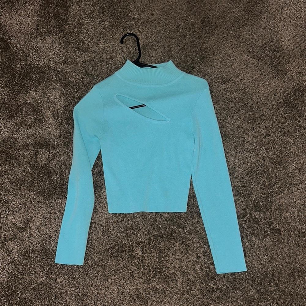 Women's Blue Cutout Top
